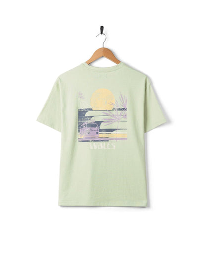 Poster Location Wales Womens Oversized Short Sleeve T-Shirt in Light Green