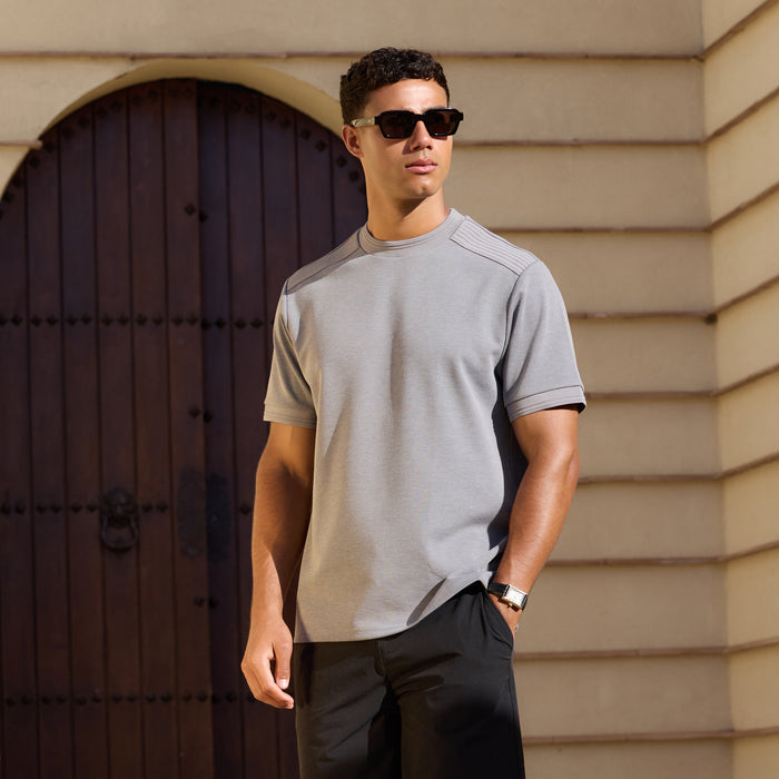 Premium Pleat T-Shirt | Mid Grey