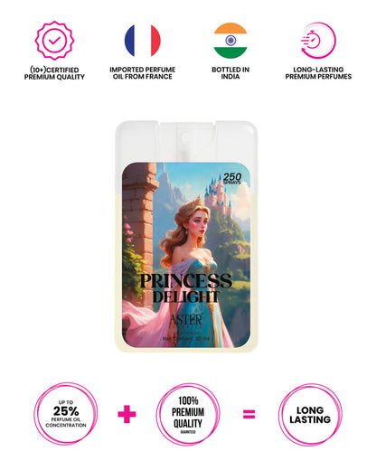 Princess Delight Pocket Perfume for Woman, 20ml, in a sleek, portable bottle.