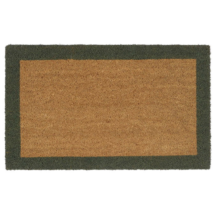 Printed Coir Border Green Doormat- made from recycled materials featuring a green border.