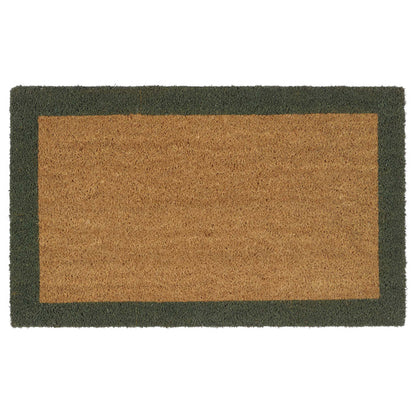 Printed Coir Border Green Doormat- made from recycled materials featuring a green border.