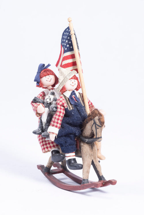 Raggedy Ann & Andy Dolls on Rocking Horse