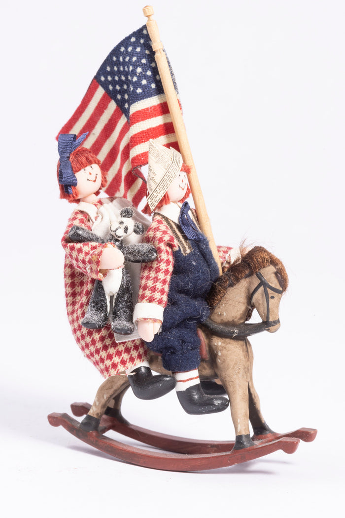 Raggedy Ann & Andy Dolls on Rocking Horse