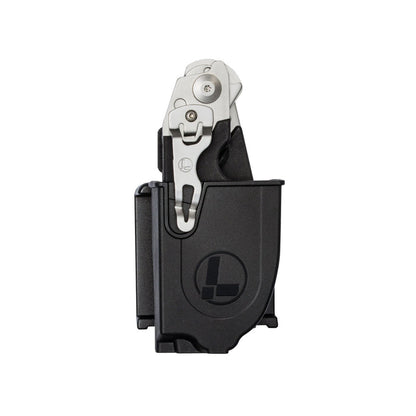 Black Raptor® Rescue holster with a folded Leatherman Raptor® Rescue inside.