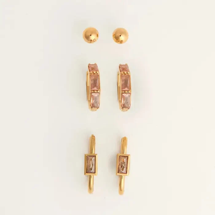 Rectangle Hoop Earring Trio