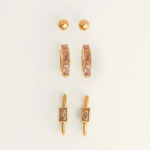 Rectangle Hoop Earring Trio