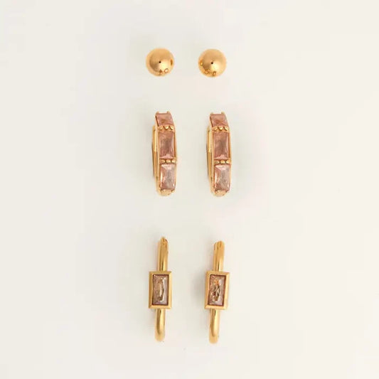 Rectangle Hoop Earring Trio