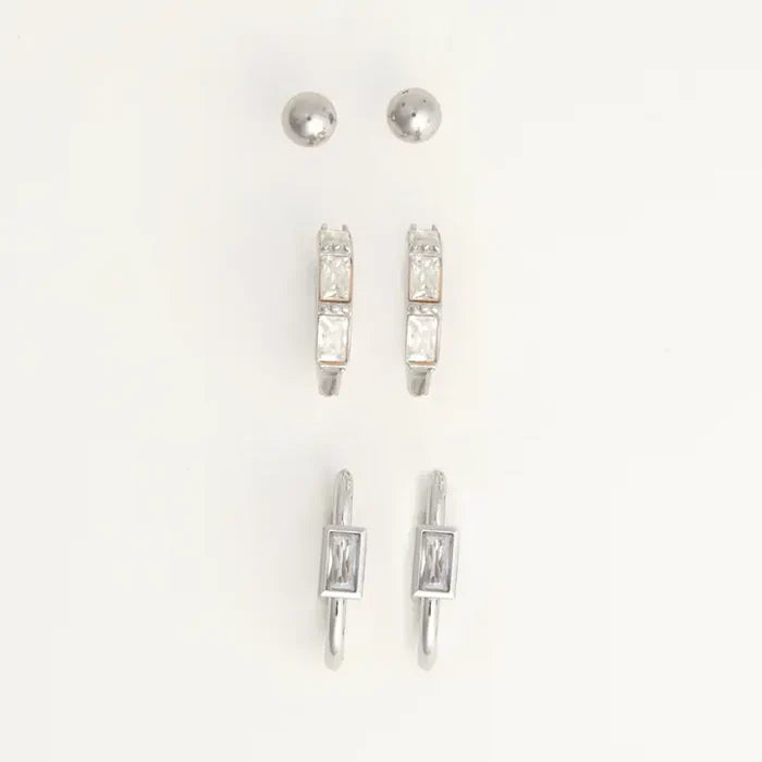 Rectangle Hoop Earring Trio