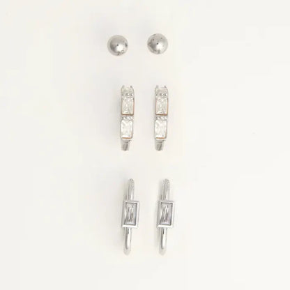 Rectangle Hoop Earring Trio