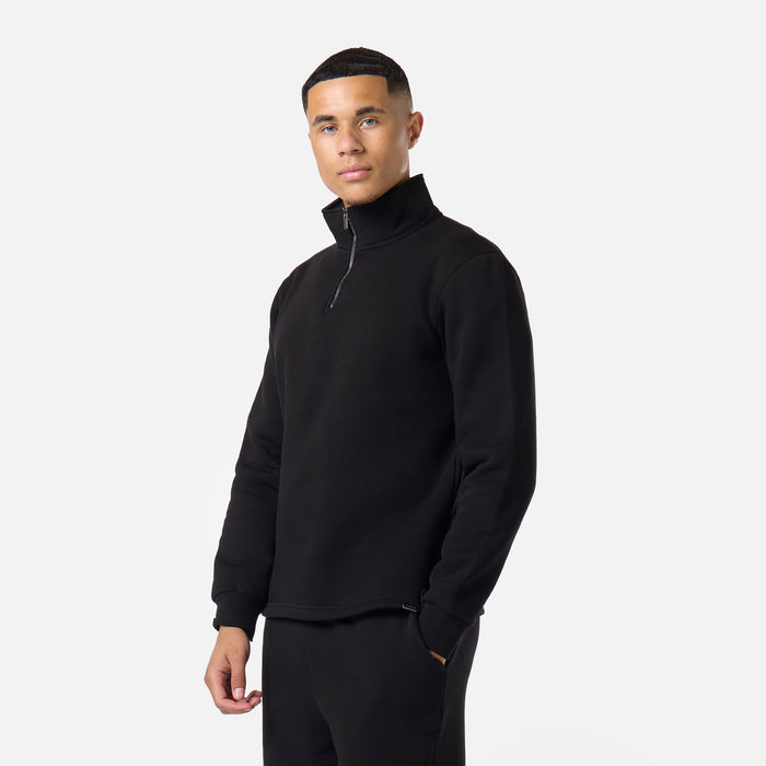 Relaxed Fit 1/4 Zip Fleece |  Black