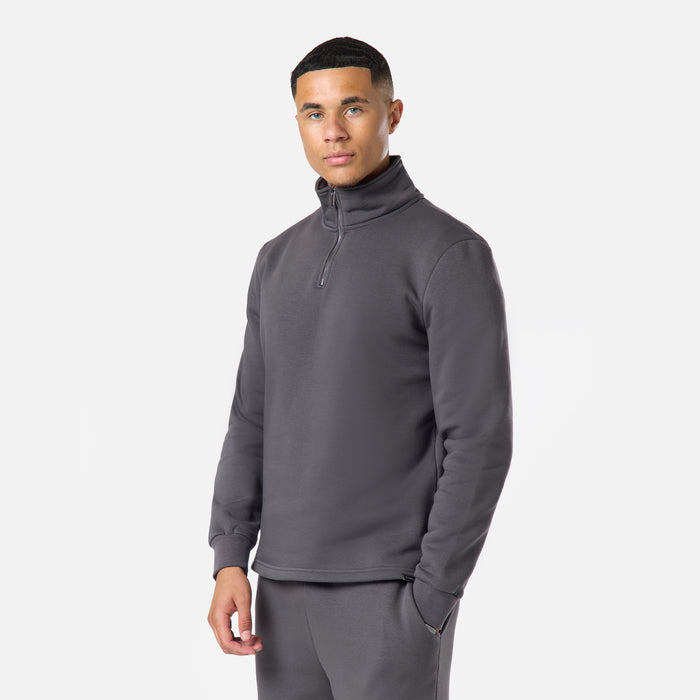 Relaxed Fit 1/4 Zip Fleece |  Dark Grey