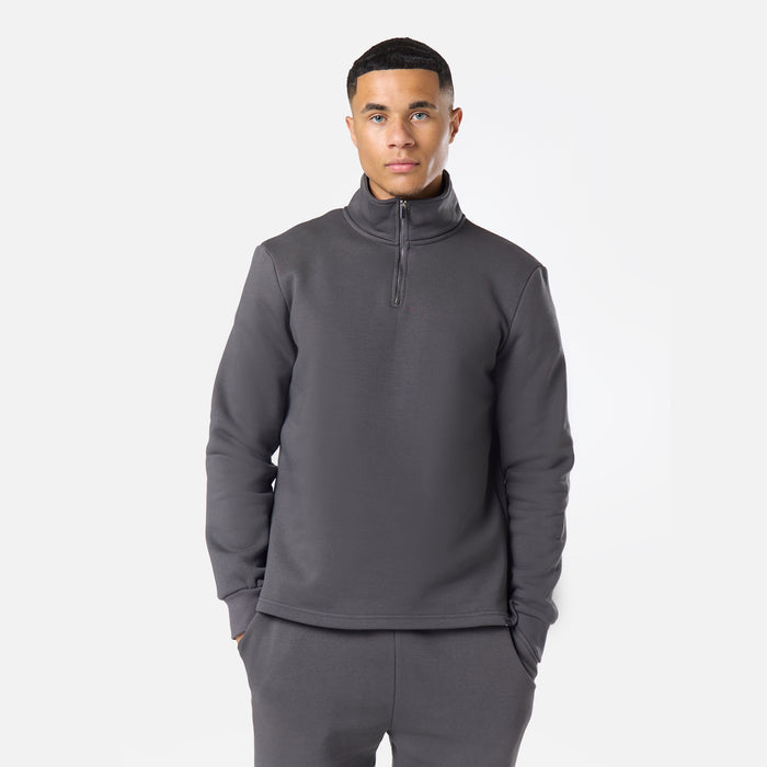 Relaxed Fit 1/4 Zip Fleece |  Dark Grey