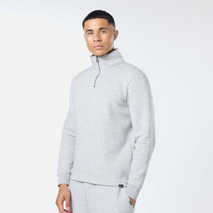 Relaxed Fit 1/4 Zip Fleece |  Grey Marl