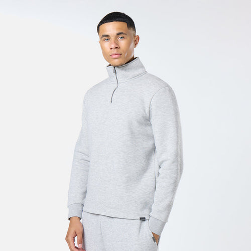 Relaxed Fit 1/4 Zip Fleece |  Grey Marl