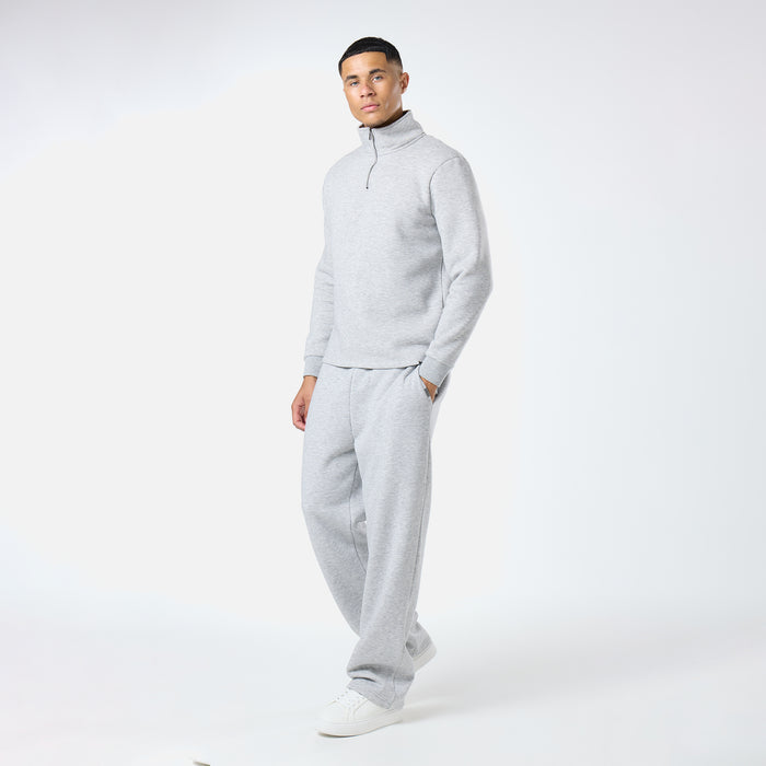 Relaxed Fit 1/4 Zip Fleece |  Grey Marl