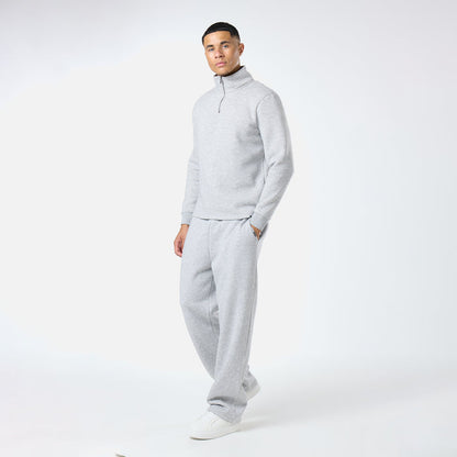 Relaxed Fit 1/4 Zip Fleece |  Grey Marl