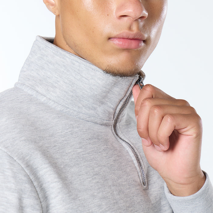 Relaxed Fit 1/4 Zip Fleece |  Grey Marl