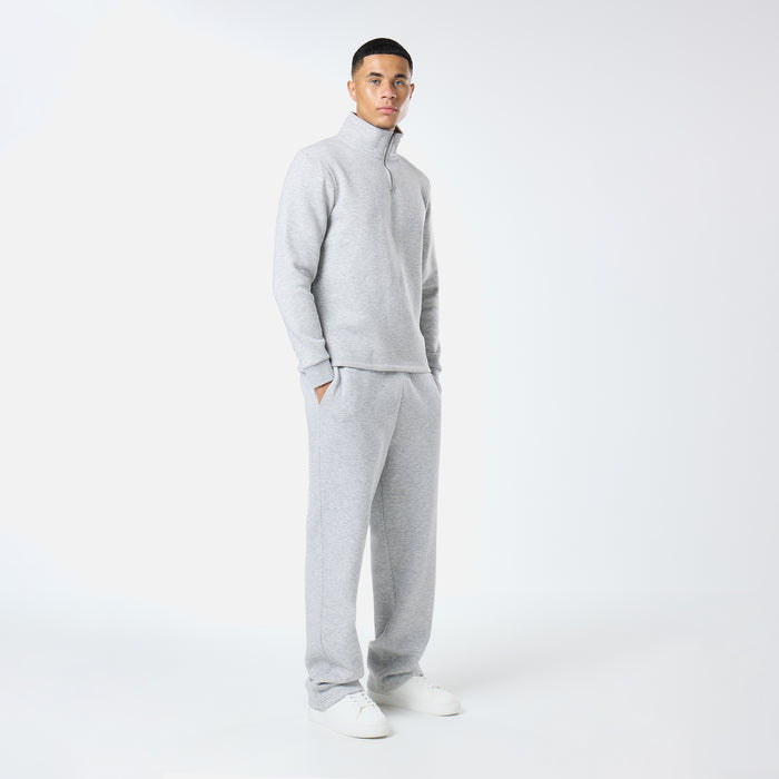 Relaxed Fit 1/4 Zip Fleece |  Grey Marl