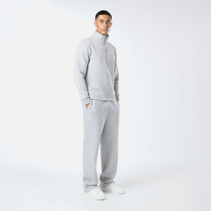 Relaxed Fit 1/4 Zip Fleece |  Grey Marl