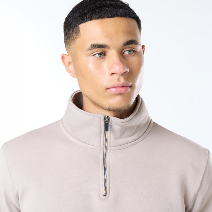 Relaxed Fit 1/4 Zip Fleece |  Stone