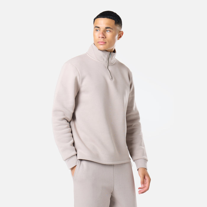 Relaxed Fit 1/4 Zip Fleece |  Stone