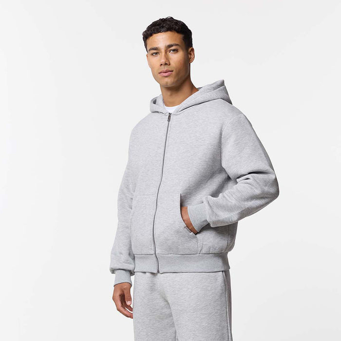 Men's grey marl relaxed fit zip up hoodie