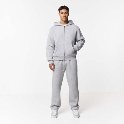 Grey marl full tracksuit set with zip-up hoodie and relaxed-fit joggers