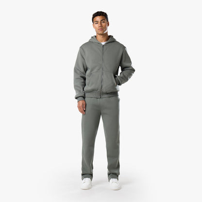 Men's khaki relaxed fit tracksuit with zip up hoodie