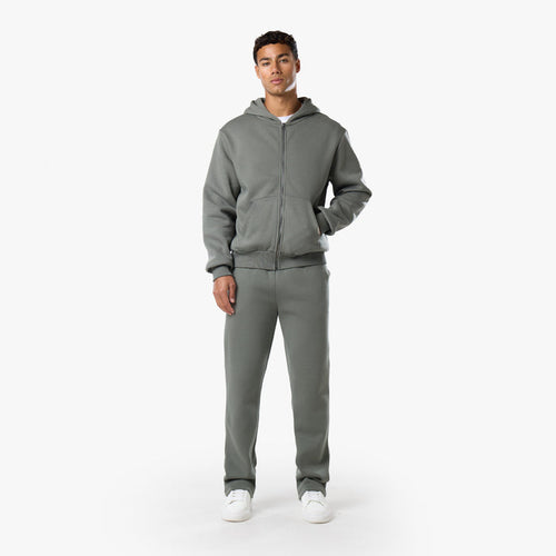 Men's khaki relaxed fit tracksuit with zip up hoodie