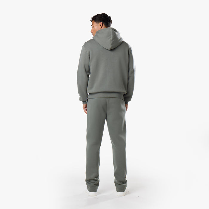 Full rear view of men's khaki relaxed fit tracksuit