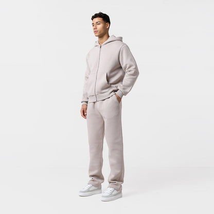 Relaxed Fit FZ Open Hem Tracksuit | Sand