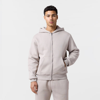 Relaxed Fit FZ Open Hem Tracksuit | Sand