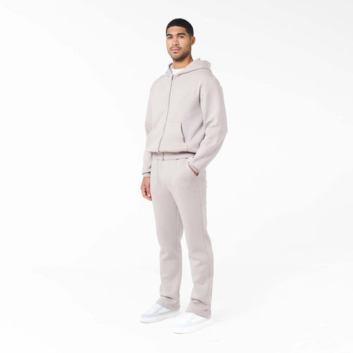 Relaxed Fit FZ Open Hem Tracksuit | Stone