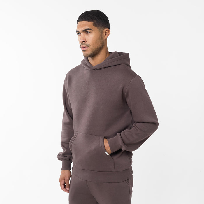 Men's  Dark Brown Relaxed Fit Hoodie  Closure London  Front View