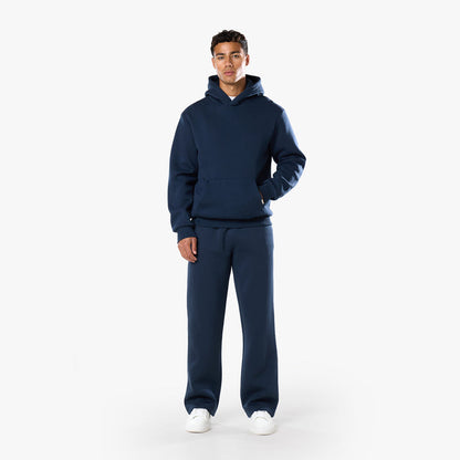 Front view of men's relaxed fit tracksuit in navy