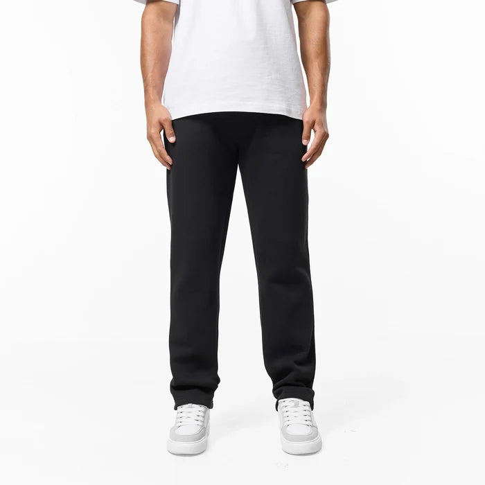 Relaxed fit tracksuit bottoms in Black with straight leg