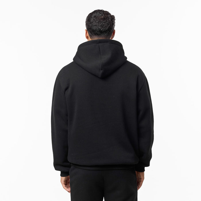 Rear view of the black hoodie