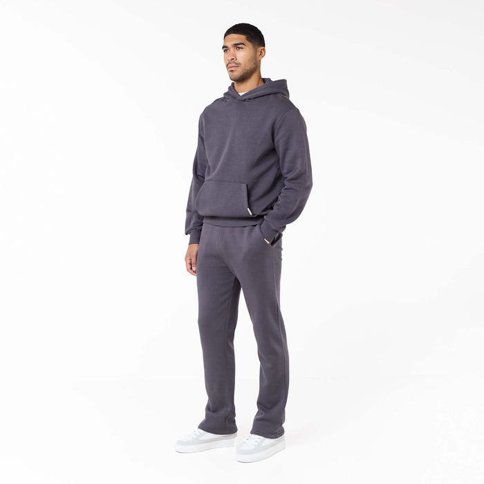 Front view of mens relaxed fit tracksuit in iron grey