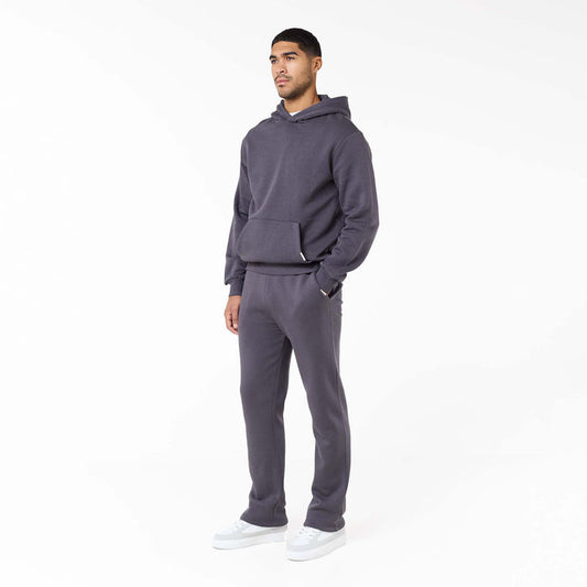 Front view of mens relaxed fit tracksuit in iron grey