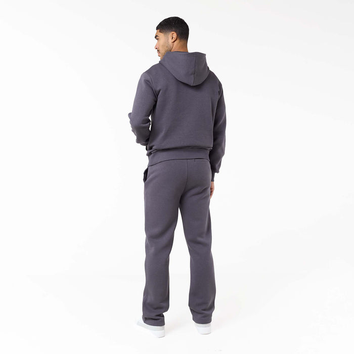 Full rear view of mens relaxed fit tracksuit in iron grey