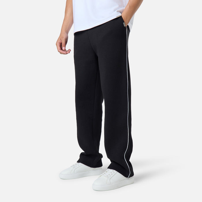 Relaxed Fit Piping Open Hem Jogger |  Black