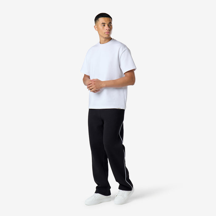 Relaxed Fit Piping Open Hem Jogger |  Black