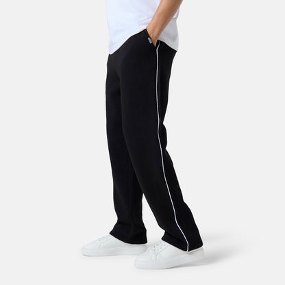 Relaxed Fit Piping Open Hem Jogger |  Black
