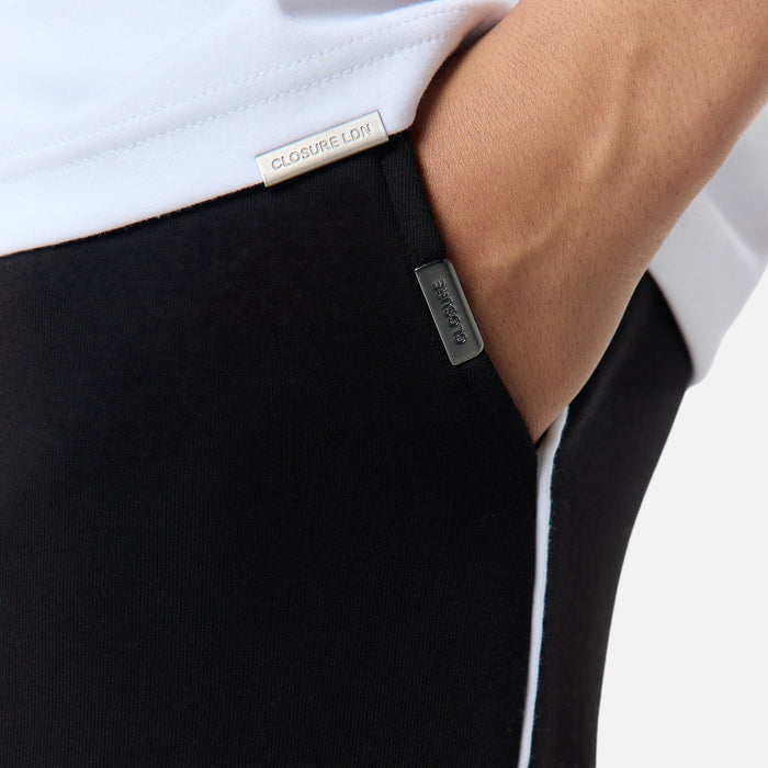 Relaxed Fit Piping Open Hem Jogger |  Black