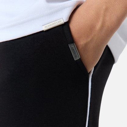 Relaxed Fit Piping Open Hem Jogger |  Black