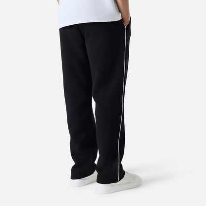 Relaxed Fit Piping Open Hem Jogger |  Black