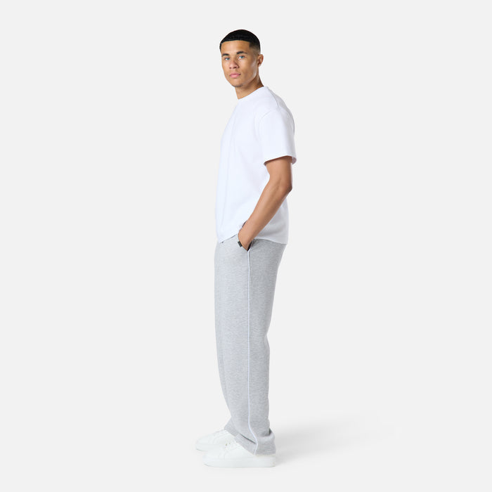 Relaxed Fit Piping Open Hem Jogger |  Grey Marl