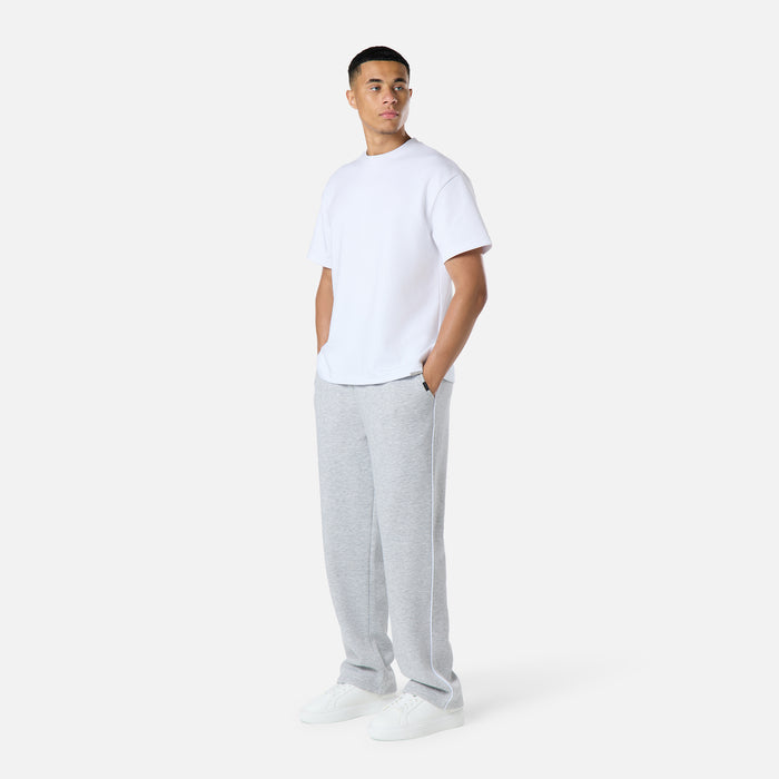 Relaxed Fit Piping Open Hem Jogger |  Grey Marl