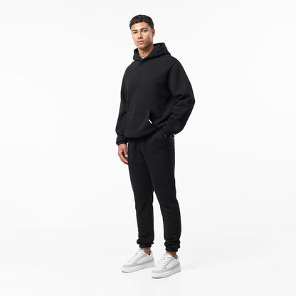 Men's full black tracksuit with cuffed tracksuit bottoms