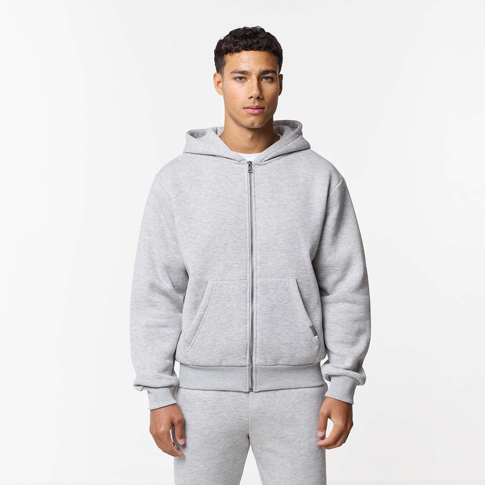 Relaxed Full Zip Hoodie | Grey Marl